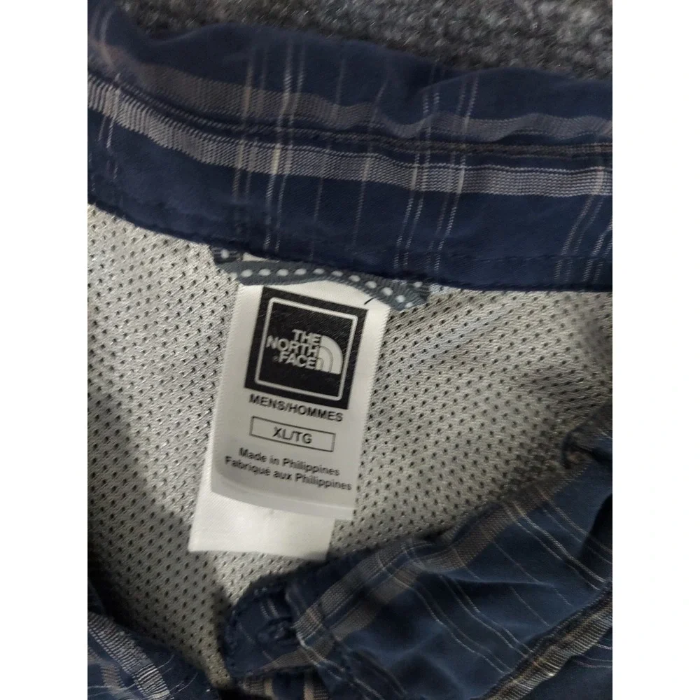 The North Face Shirt Mens XL‎ Blue Plaid Roll Tab Sleeve Outdoor Hiking Utility